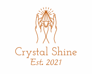 Crystal Gemstone Hand logo design