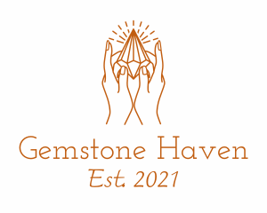 Crystal Gemstone Hand logo design