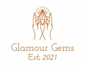 Crystal Gemstone Hand logo design