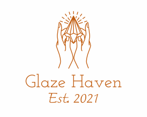 Crystal Gemstone Hand logo design