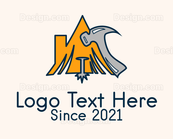 House Roofing Hammer Renovation Logo