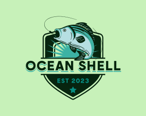 Ocean Fishing Shield logo design