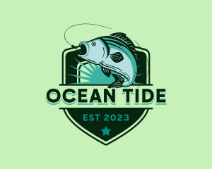 Ocean Fishing Shield logo design