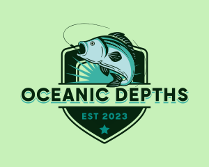 Ocean Fishing Shield logo design