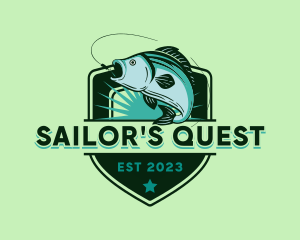 Ocean Fishing Shield logo design