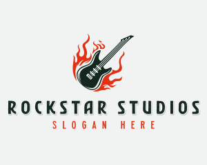 Flame Guitar Rockstar logo design