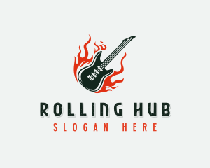 Flame Guitar Rockstar logo design