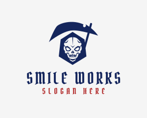 Smiling Grim Reaper logo design