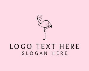 Flamingo Bird Drawing Logo