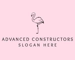 Flamingo Bird Drawing logo design