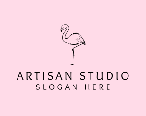 Flamingo Bird Drawing logo design