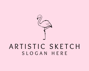 Flamingo Bird Drawing logo