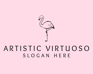 Flamingo Bird Drawing logo design