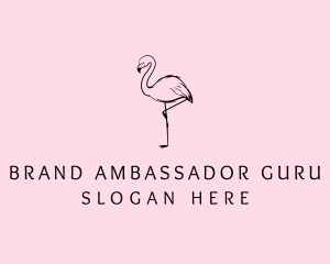 Flamingo Bird Drawing logo design