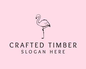 Flamingo Bird Drawing logo design