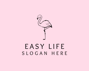 Flamingo Bird Drawing logo design