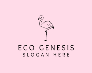 Flamingo Bird Drawing logo design