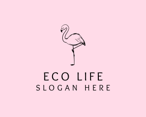 Flamingo Bird Drawing logo design