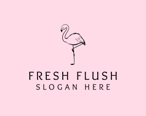 Flamingo Bird Drawing logo design