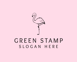 Flamingo Bird Drawing logo design