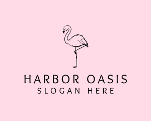 Flamingo Bird Drawing logo design