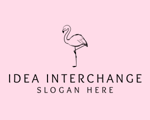 Flamingo Bird Drawing logo design