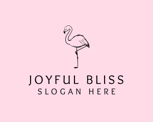 Flamingo Bird Drawing logo design