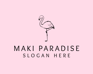 Flamingo Bird Drawing logo design