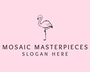 Flamingo Bird Drawing logo design