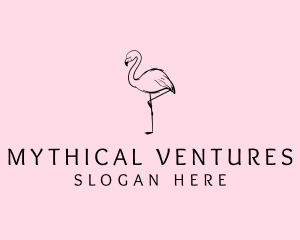 Flamingo Bird Drawing logo design