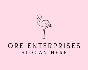 Flamingo Bird Drawing logo design