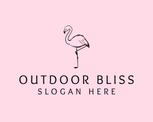 Flamingo Bird Drawing logo design