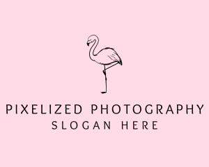 Flamingo Bird Drawing logo design