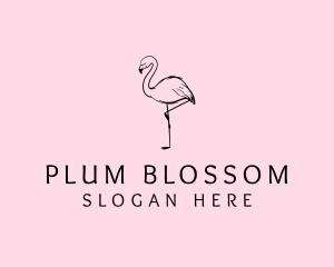 Flamingo Bird Drawing logo design