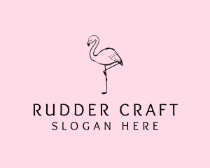 Flamingo Bird Drawing logo design