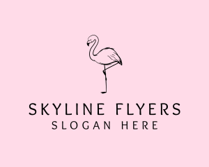 Flamingo Bird Drawing logo design