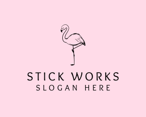 Flamingo Bird Drawing logo design