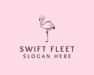 Flamingo Bird Drawing logo design