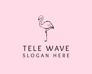 Flamingo Bird Drawing logo design