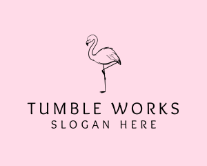 Flamingo Bird Drawing logo design