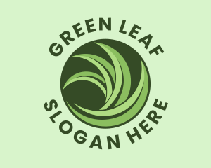 Round Plant Leaf logo design