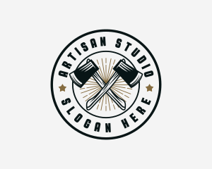 Woodwork Axe Carpentry logo design