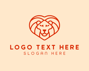 Lion - Heart Lion Mane logo design