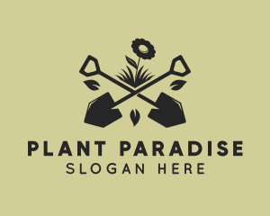 Flower Plant Shovel  logo design