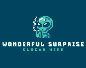 Pixelated Alien Smoking Logo