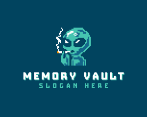 Pixelated Alien Smoking logo