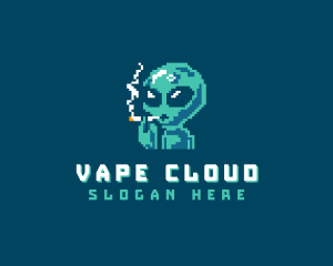 Pixelated Alien Smoking logo design