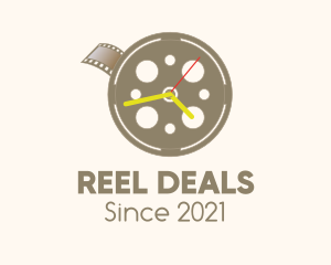 Film Reel Clock logo design