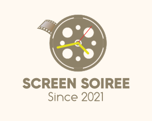 Film Reel Clock logo design