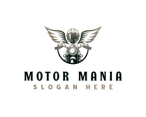 Motorcycle Helmet Wings logo design